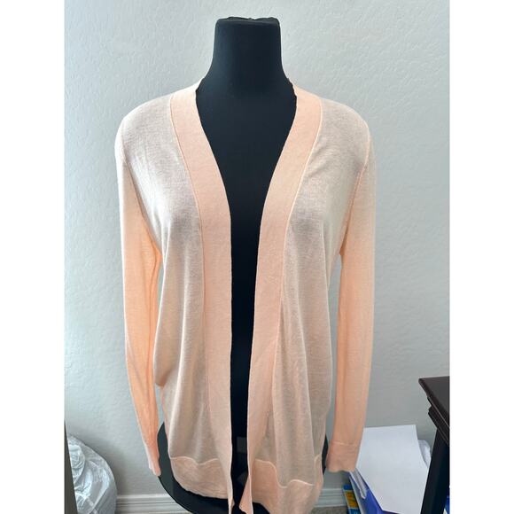 LOFT | Peach Lightweight Open Front Cardigan Sweater Ramie Blend NWT | Medium - Picture 2 of 8
